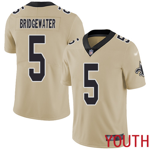 New Orleans Saints Limited Gold Youth Teddy Bridgewater Jersey NFL Football #5 Inverted Legend Jersey